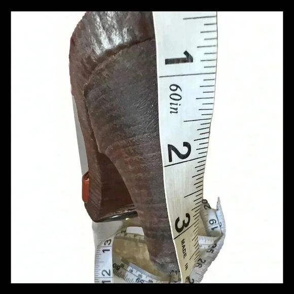 Coclico Women Block Heel Straps Peep Toe Pumps Brown Leather Size 39.5(9) - Picture 8 of 12